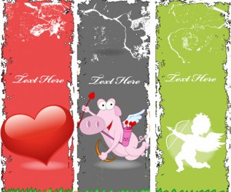 Grunge Valentines Banner Design-Elemente