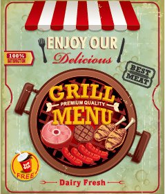 Grunge Vintage Styles Food Poster Vector