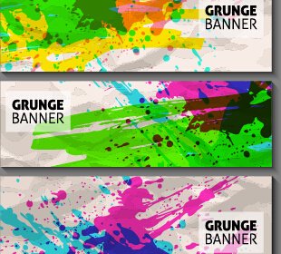 Grunge Watercolor Banners Set Vector