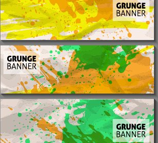 Grunge Watercolor Banners Set Vector