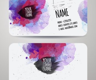 Grunge Watercolor Business Cards Vector