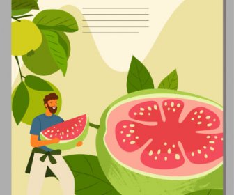 Guava Advertising Poster Huge Fruits Sketch Cartoon Design