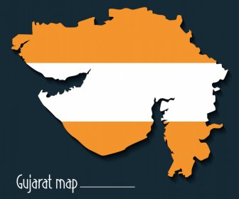 グジャラート州の地図の背景にフラットコントラストデザイン