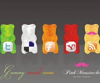 Gummy Soziale Icon-set