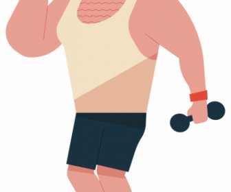 Gym Job Icon Man Dumbbell Exercise Sketch