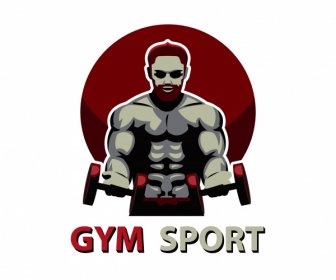 Gymnase Sport Icône Muscle Homme Croquis Conception Sombre