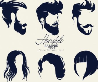 Hairstyles Collection Man Woman Facial Icons