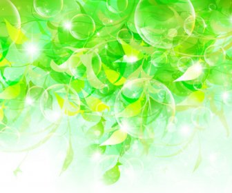 Halation Bubble With Green Leaves Vector Background