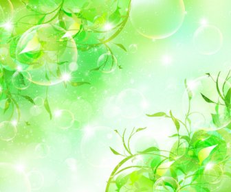 Halation Blase Mit Grünen Blättern Vektor Hintergrund