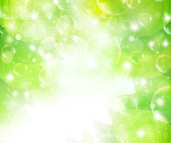Halation Bubble With Green Leaves Vector Background