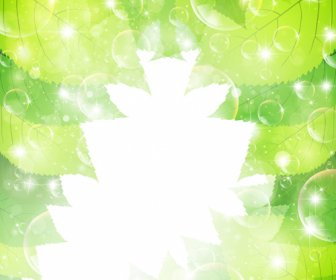 Halation Blase Mit Grünen Blättern Vektor Hintergrund