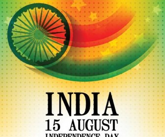 Halftone Grunge Latar Belakang Dengan Bendera India Agustus Hari Kemerdekaan Vektor
