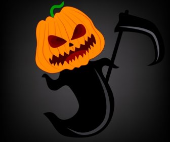 Halloween Background Scary Death Icon Pumpkin Head Decoration