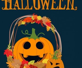 Halloween Banner Funny Decorative Pumpkin Icon Multicolored Decor