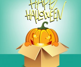 Calabaza De Halloween Brillante Icono 3d Diseño Banner Template
