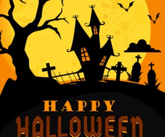 halloween banner template dark moonlight scary elements decor