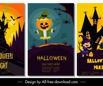 Halloween Banner Templates Dark Colorful Horror Decor