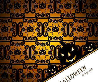 Halloween Beautiful Card Colorful Pumpkins Party Background Vector