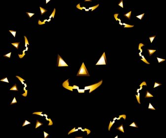 Halloween Bright Black Colorful Pumpkins Party Background Vector
