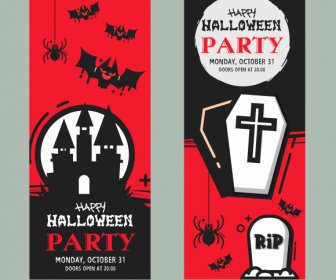 Templat Kartu Halloween Elemen Mengerikan Klasik Datar