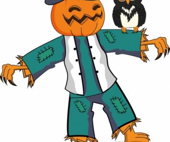 Decoración De Halloween Personaje Icono Calabaza Buho Ficticio