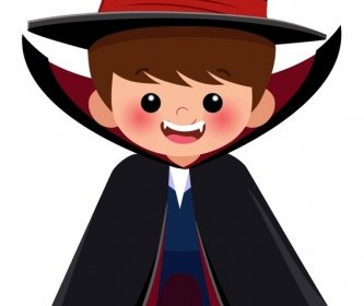 Halloween Costume Template Dracula Boy Icon Cartoon Character