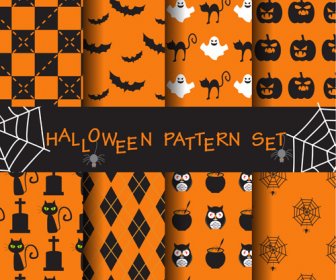 Halloween Elements Seamless Pattern Vector