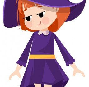 Halloween Mädchen Symbol Niedlichen Cartoon Charakter