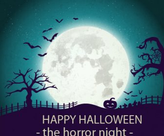 Halloween Horror Malam Vector Latar Belakang