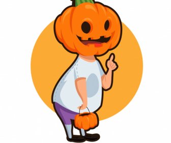 Ikon Halloween Labu Jahat Sketsa Karakter Kartun