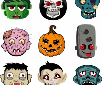 Halloween-Masken Vorlagen Sammlung Horror Lustige Emotionale Gesichter
