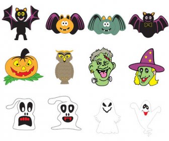 ícones De Ornamento De Halloween Vector