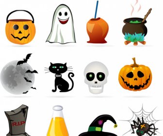 Iconos De Halloween Ornamento Vector