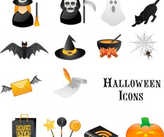 Iconos De Halloween Ornamento Vector