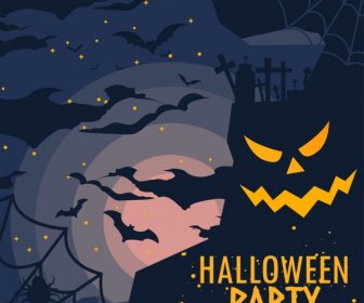 Halloween Party Banner Scary Dark Design
