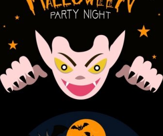 Halloween Party Banner Scary Evil Bats Dark Decoration