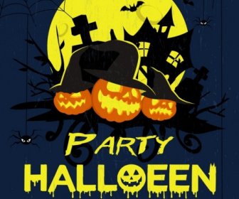 Halloween Party Banner Yellow Moonlight Melting Texts Decor