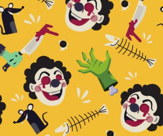 Хэллоуин шаблон повторяющий ужас клоуна кровавых мертвецов иконы