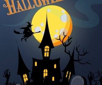 Halloween Poster Moonlight Scary Darkness Scene Decoration