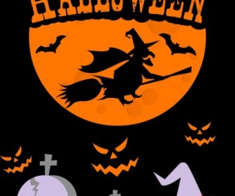 Halloween Poster Cranio Tomba Zucca Moonlight Mago Icone