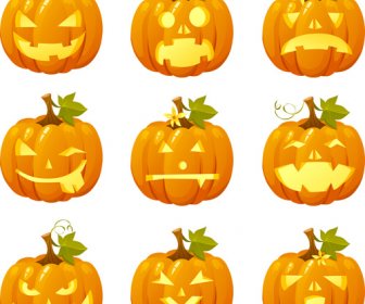 Halloween-Kürbisse Gemischt Symbole Vektor