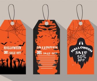 Halloween Sale Tags Horror Orange And Black Color