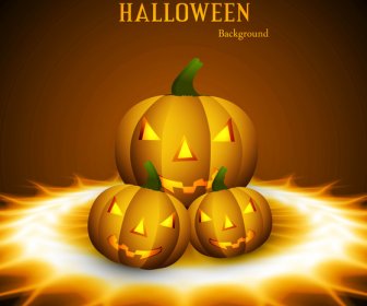 Halloween Scary Bright Yellow Pumpkins Colorful Background Illustration Vector