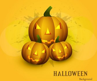 Halloween Menakutkan Labu Kuning Latar Warna-warni Cerah