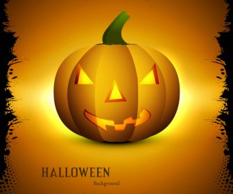 Halloween Scary Yellow Single Pumpkins Bright Colorful Background