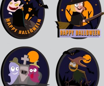 Halloween Stickers Collection Cute Design Scary Icons Decor