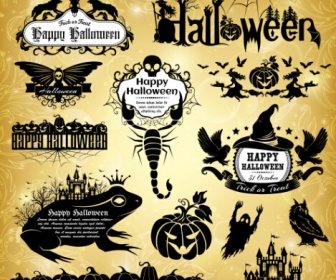 Halloween-Textrahmen Mit Design Elementen Vector