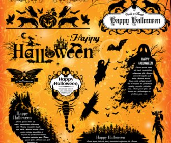 Quadro De Texto De Halloween Com Vetor De Elementos Do Projeto