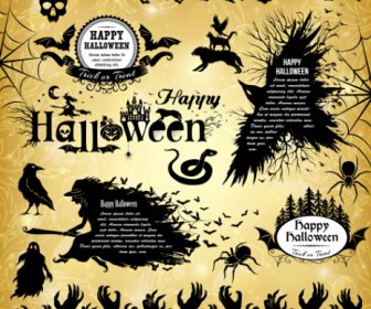 Halloween Text Frame With Design Elements Vector