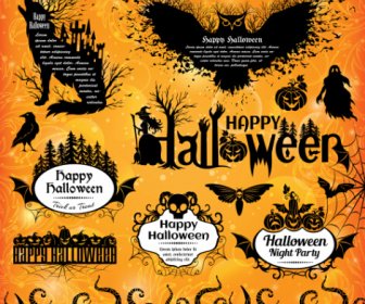 Halloween Marco De Texto Con Elementos De Diseño Vectorial